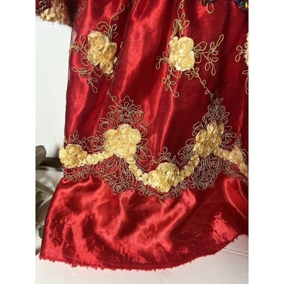 Boho Peasant Blouse Top Floral Retro Crystals Lace Sequins Sz Small Regency.   H - Picture 2 of 10